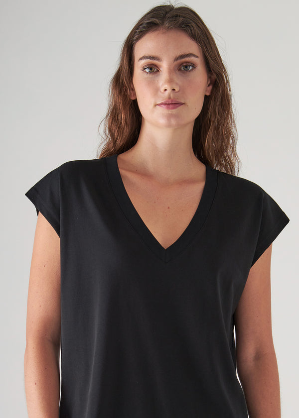 Pima Cotton Stretch Dolman V-Neck T-Shirt