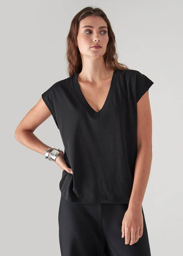 Pima Cotton Stretch Dolman V-Neck T-Shirt