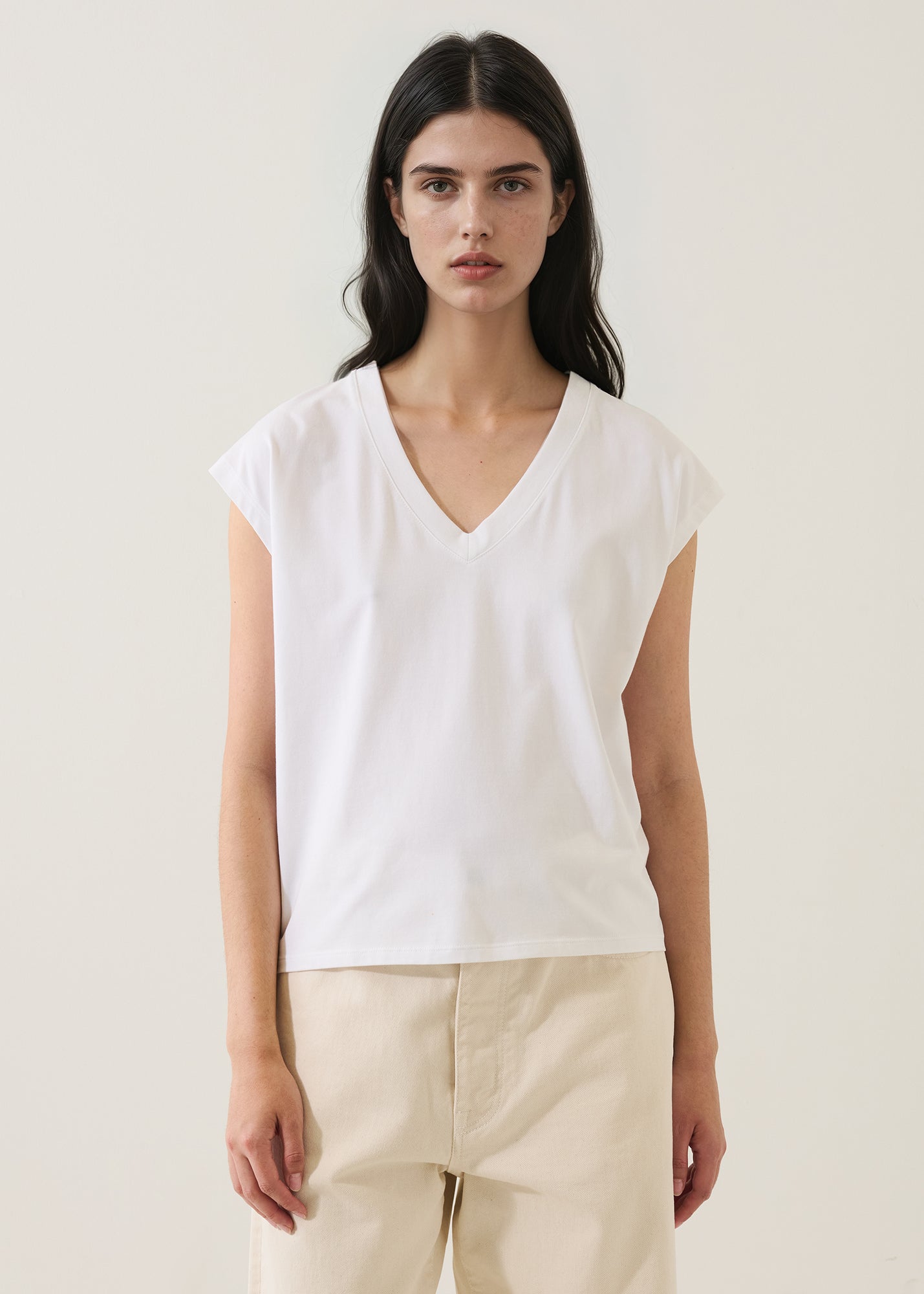 Pima Cotton Stretch Dolman V-Neck T-Shirt | PATRICK ASSARAF