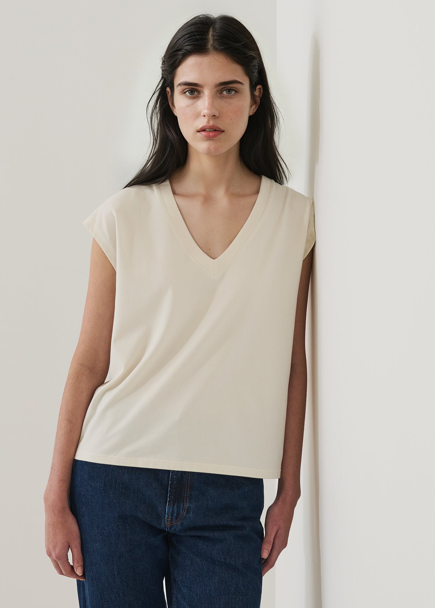 Pima Cotton Stretch Dolman V-Neck T-Shirt - PATRICK ASSARAF