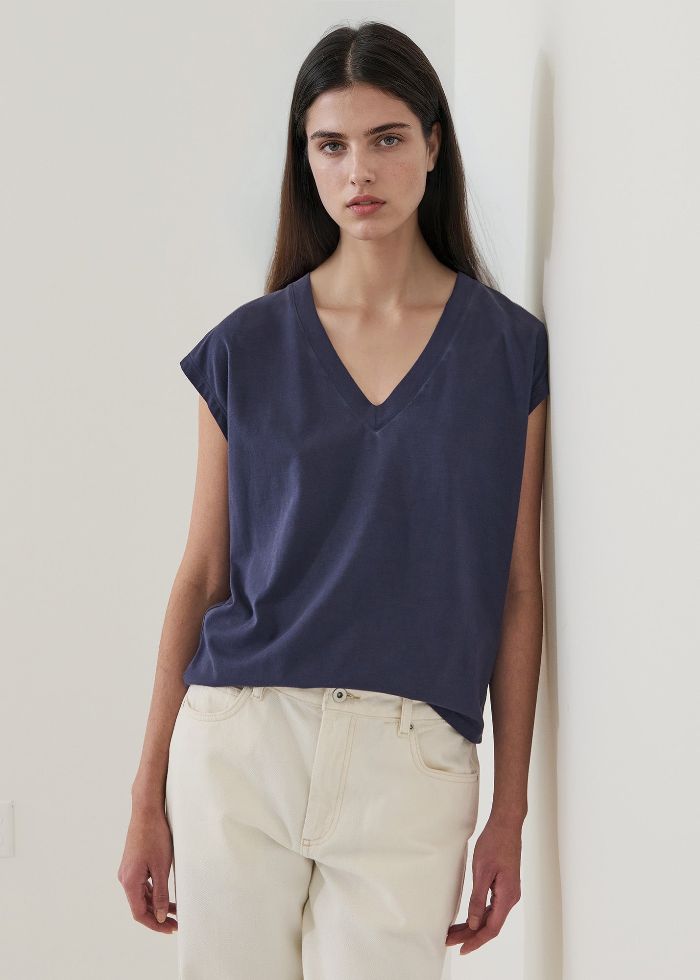 Sublime Reactive Pima Cotton Stretch 
Dolman V-Neck - PATRICK ASSARAF