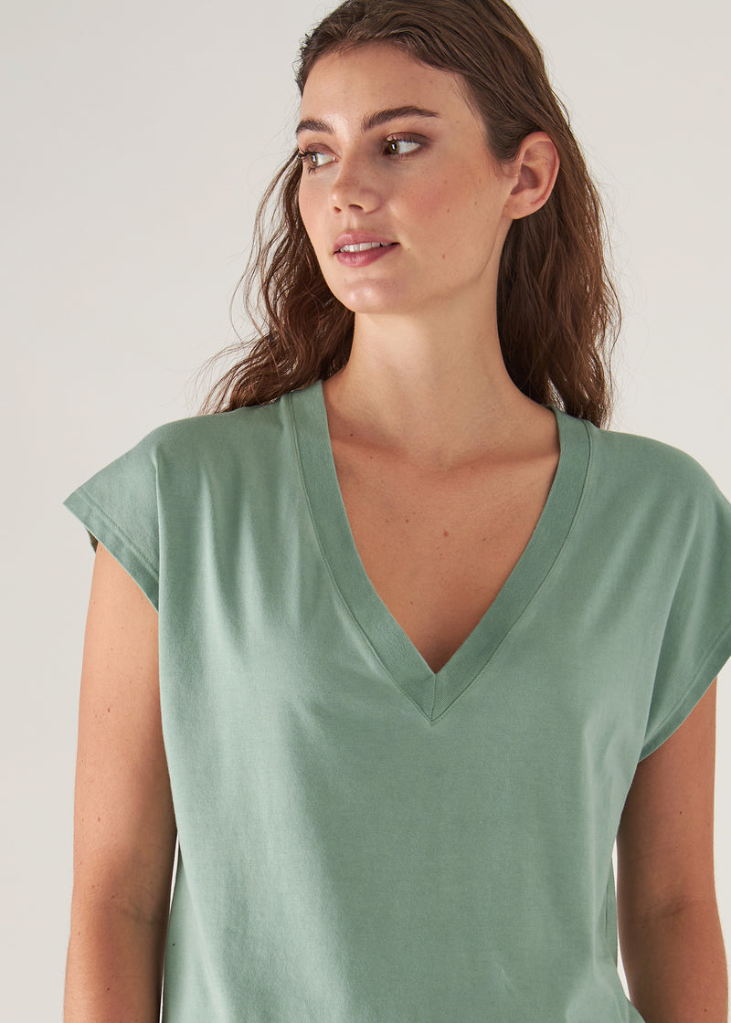 SUBLIME REACTIVE PIMA COTTON STRETCH DOLMAN V-NECK