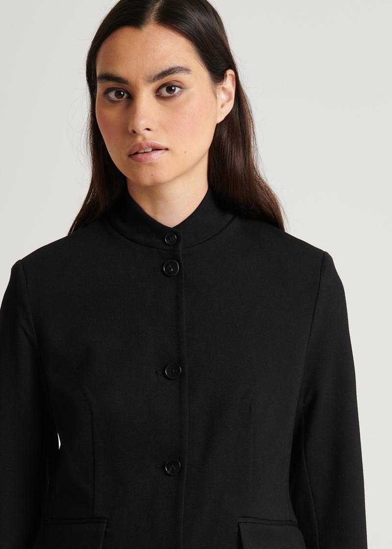 Ponte Collarless Single Breasted Blazer