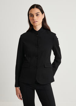 Ponte Collarless Single Breasted Blazer