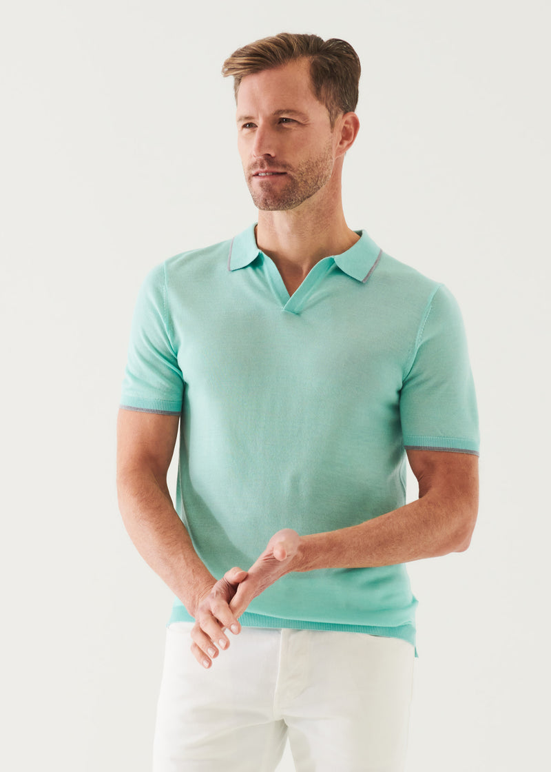 LIGHTWEIGHT MERINO BLEND OPEN POLO | PATRICK ASSARAF.