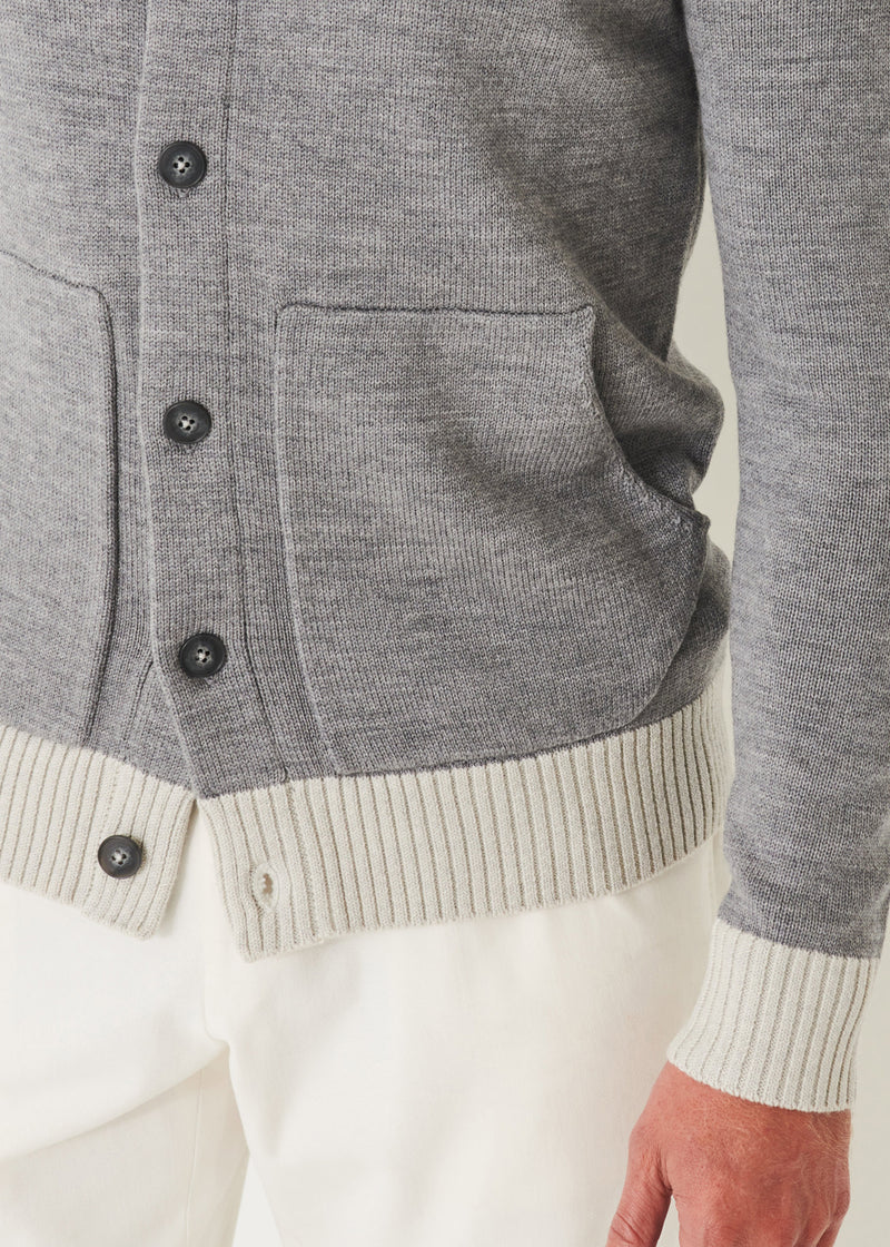 TWO-TONE BUTTON FRONT CARDIGAN