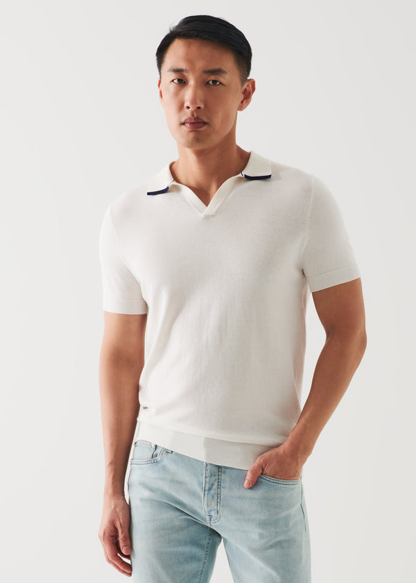 COTTON BLEND OPEN POLO | PATRICK ASSARAF.