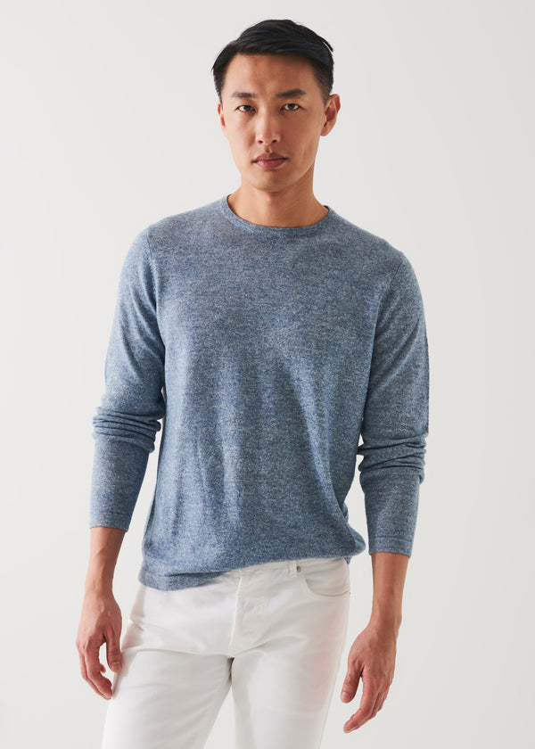 LINEN BLEND CREWNECK SWEATER | PATRICK ASSARAF.