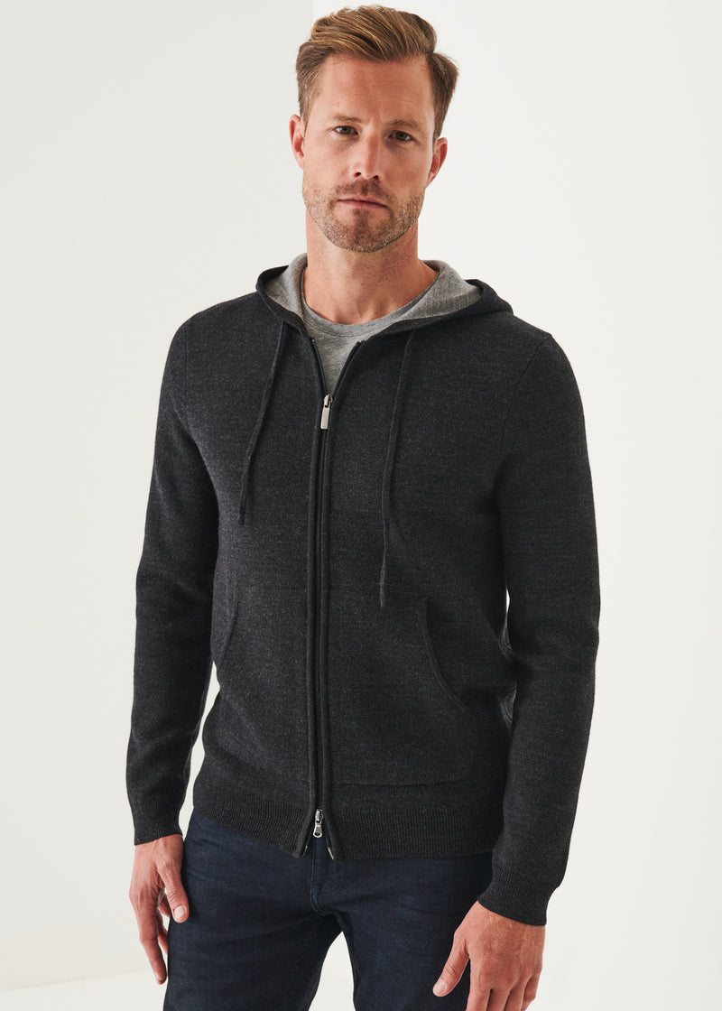 Mens Thick Double Sided Fleece Mens Hooded Fleece With Pockets