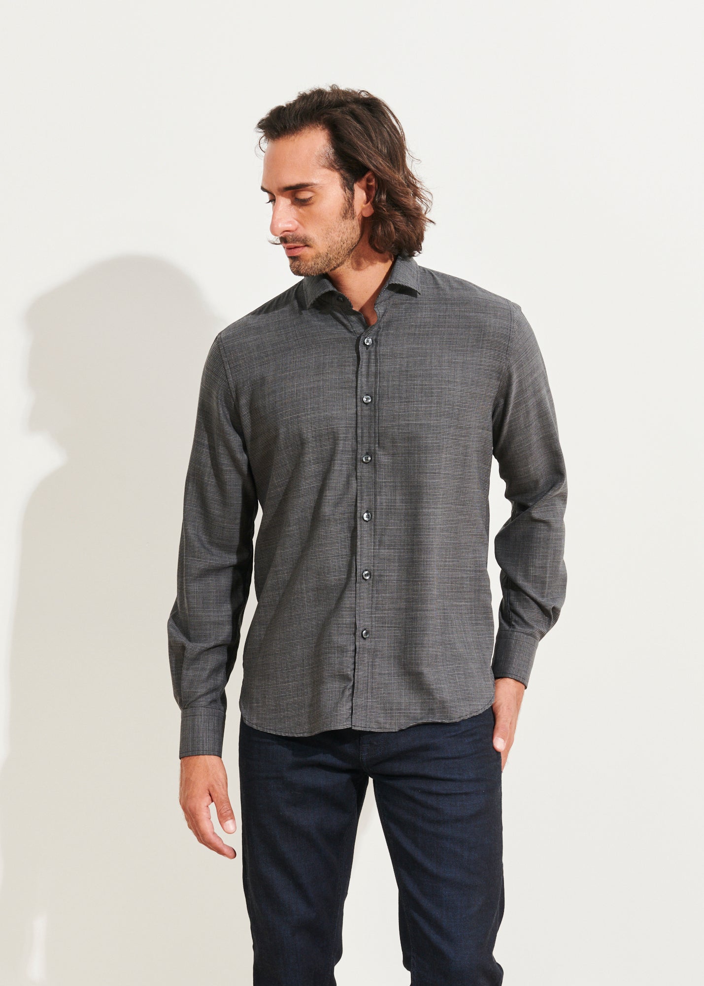 WOOL HOUNDSTOOTH SHIRT | PATRICK ASSARAF.