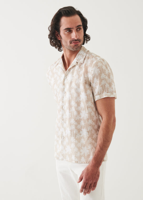 PALM TREE PRINT LINEN SHIRT | PATRICK ASSARAF.