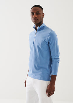 PIMA COTTON STRETCH ZIP MOCK | PATRICK ASSARAF.