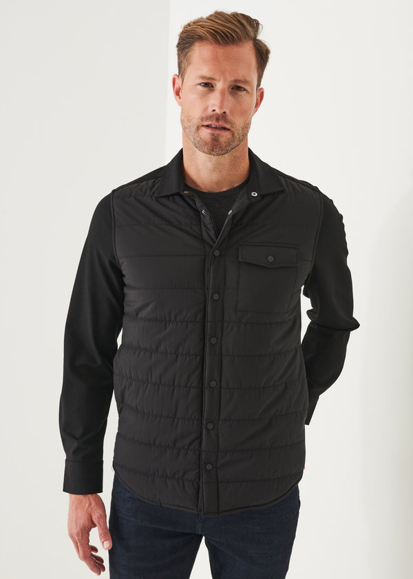 NYLON QUILTED MIX MEDIA SHIRT JACKET | PATRICK ASSARAF.