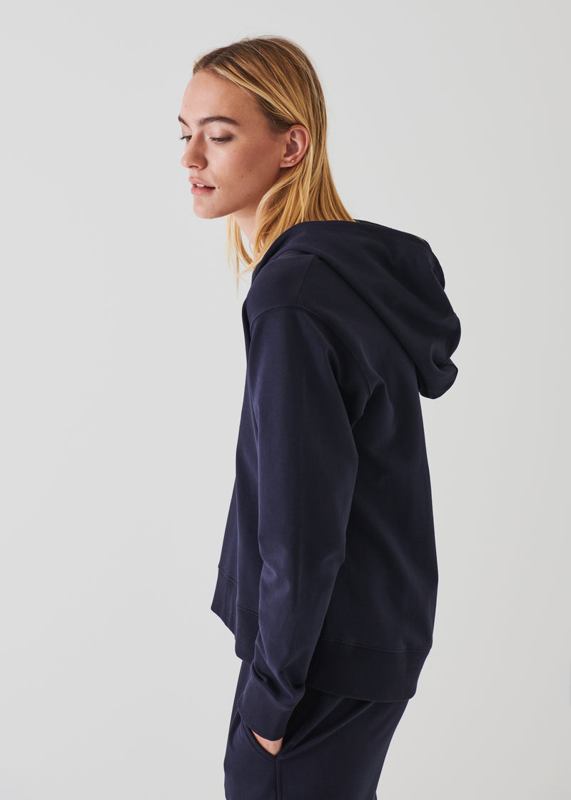 FRENCH TERRY DEEP V-NECK HOODIE